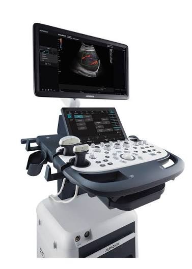 X-CUBE ultrasound system displaying a diagnostic scan
